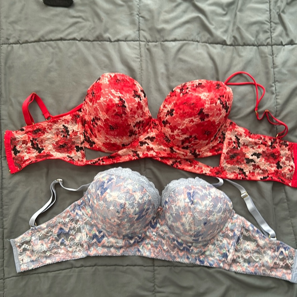 Body Frosting lace bras, 2, red and blue 38D